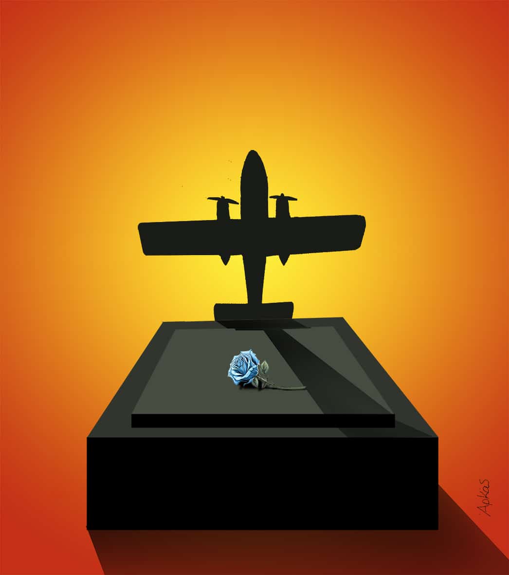 Δεν υπάρχουν λόγια: Το συγκλονιστικό σκίτσο του Αρκά για τους πιλότους που έχασαν τη ζωή τους με τη συντριβή του  Canadair (Pic)